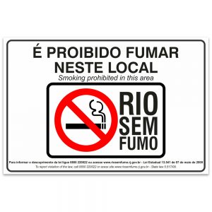 proibido fumar neste local rio sem fumo ingles