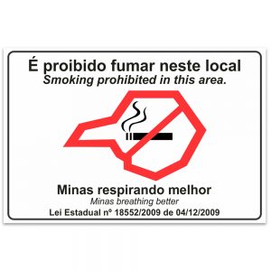 Adesivo É proibido fumar neste local port/inglês – Minas Gerais