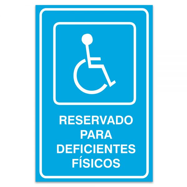 Placa Reservado para deficientes físicos 20x30 cm PS 1 mm
