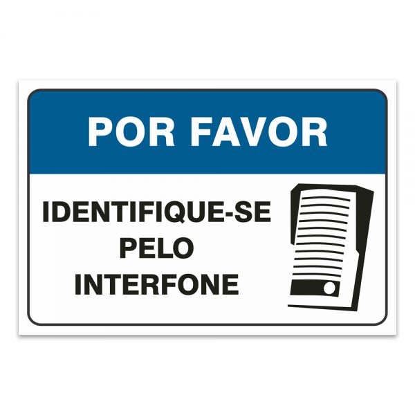 Adesivo Por favor Identifique-se pelo Interfone 20x30 cm