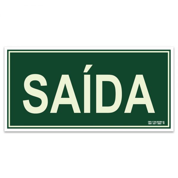 Placa Rota de Fuga, indicação de SAÍDA - Mod.: S12