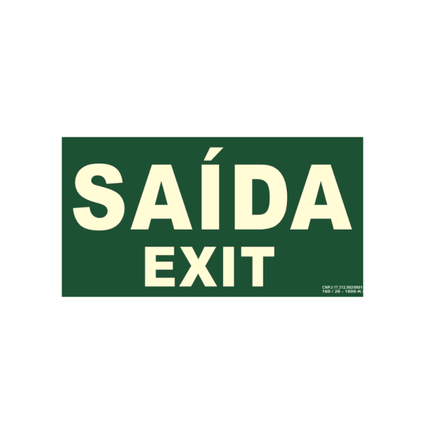 Placa Sinalização PVC Fotoluminescente - SAÍDA EXIT