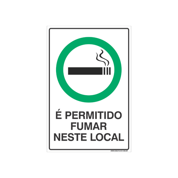 Placa E permitido fumar neste local 20x30 cm PS 1 mm